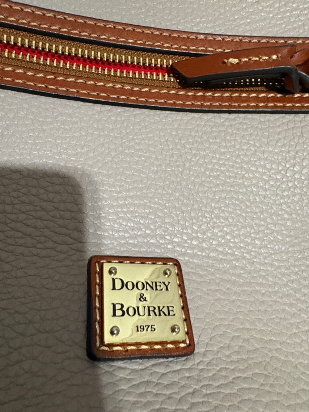 Dooney & Bourke Taupe Crossbody with Brown Trim & Gold Hardware - Picture 2 of 4